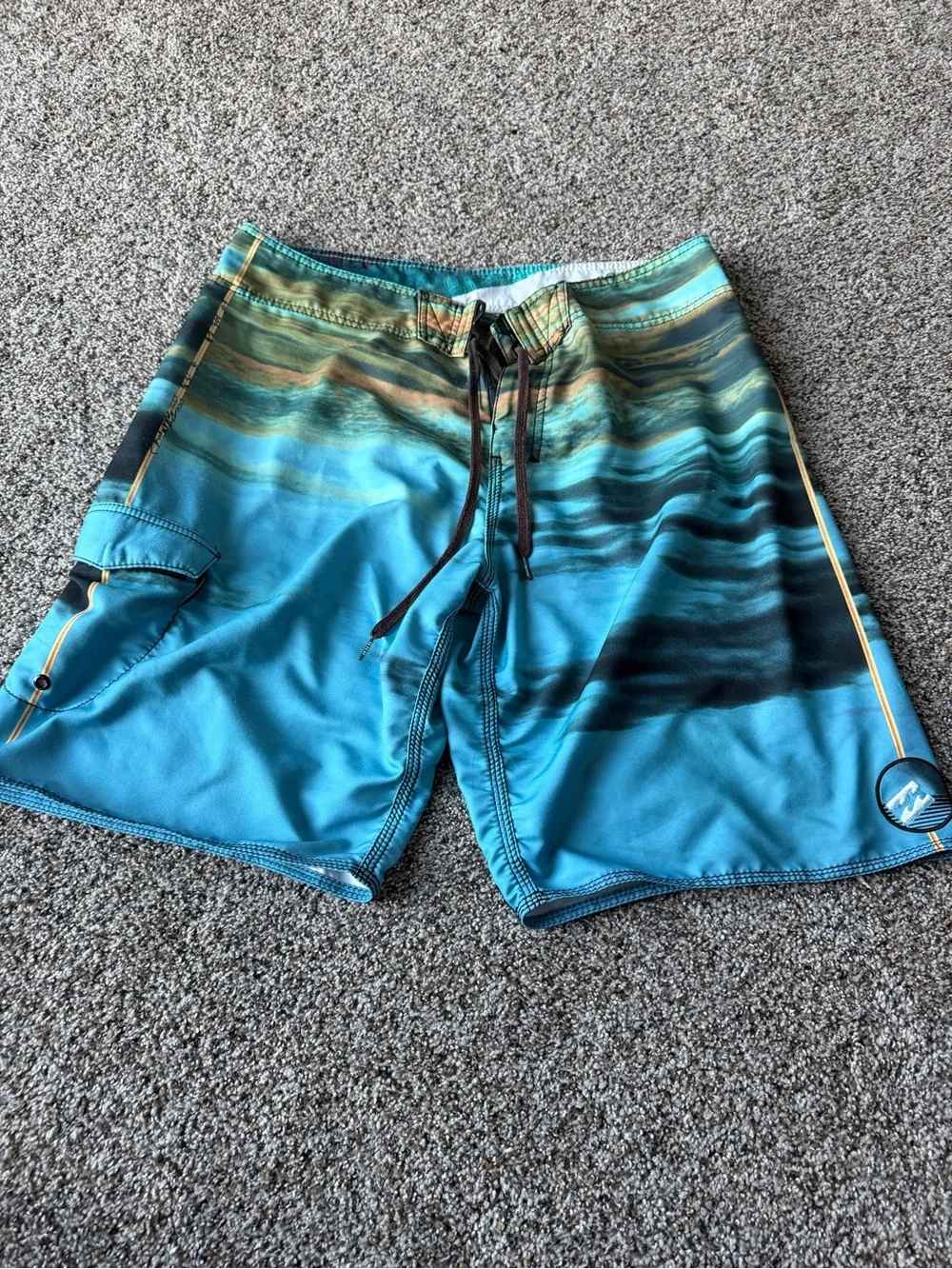 Billabong Recycler Eco Airlite Wave Print Boardshorts Men's 36 Y2K Surf